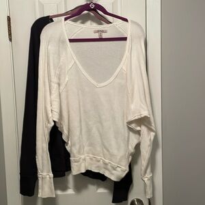 Free People White Long Sleeve Top